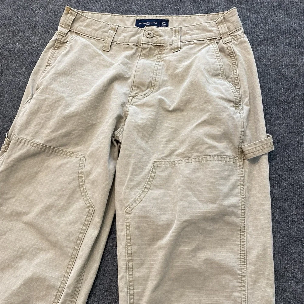 Y2K Abercrombie & Fitch Ripstop Carpenter Pants Double Knee Mens 29x30 Loose Fit